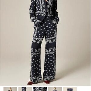 J. Crew Navy and White Silk Pants